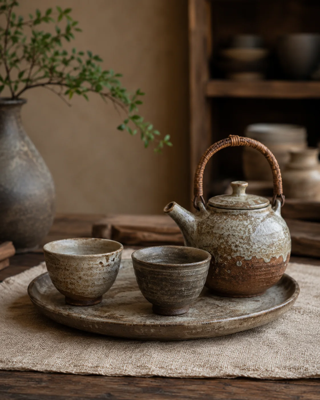 A teapot and cups made for slow moments, where warmth, texture and daily ritual meet.